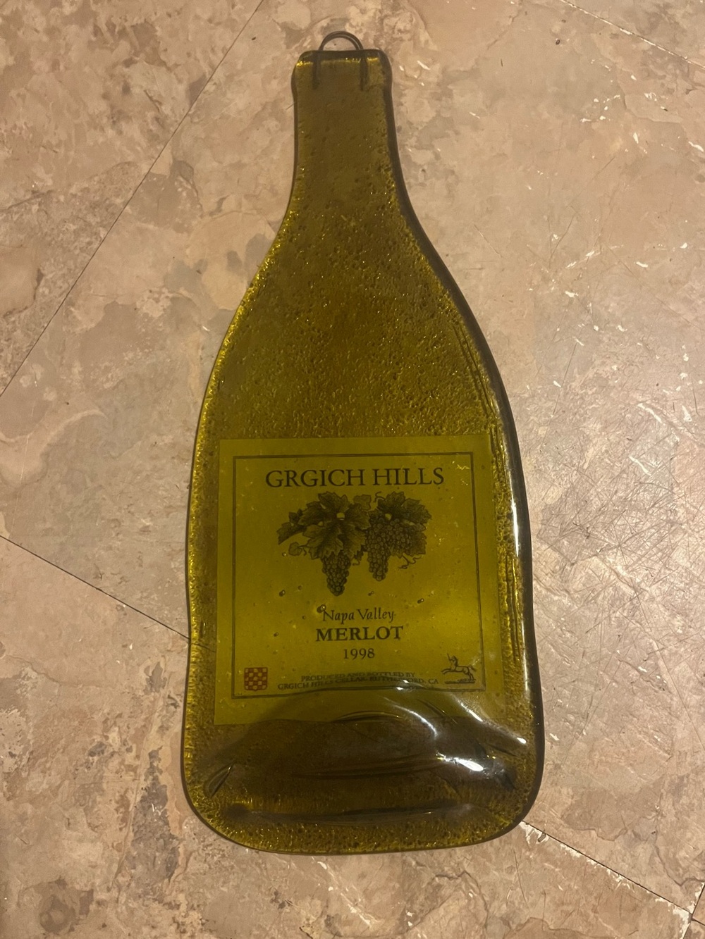 Grgich Hills Napa Valley Merlot Bottle Serving Platter - Olive Green